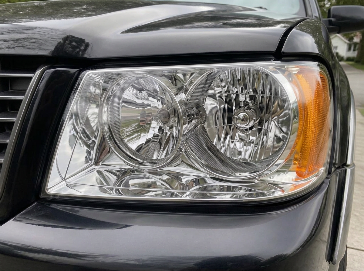 Black SUV — Frisco headlight after restoration — crystal clear lens